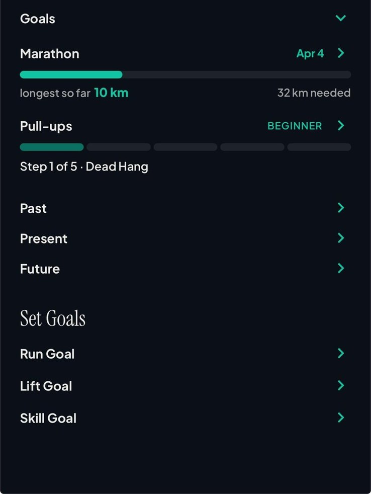 Your Plan — a race, a lift and a skill all tracked against where you are today